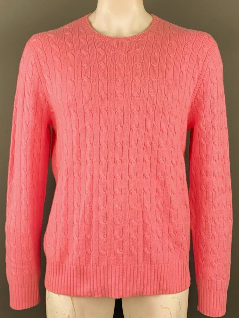 Cable Knit Crewneck Sweater - Coral